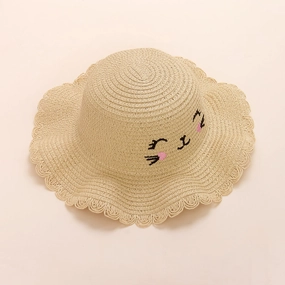 Kitten Straw Hat Kids Woven Sun Protection Summer spring-straw-hat