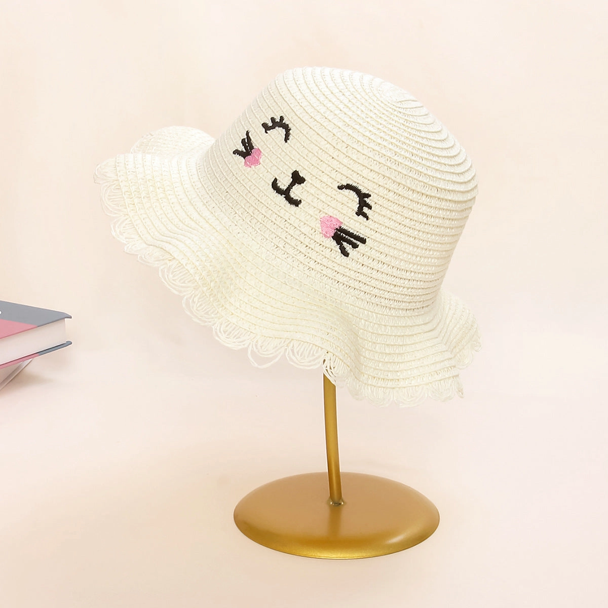 Kitten Straw Hat Kids Woven Sun Protection Summer