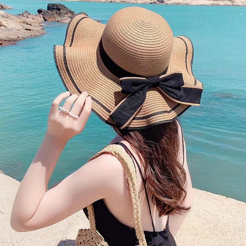 Korean Bow Wide Brim Straw Hat spring-straw-hat
