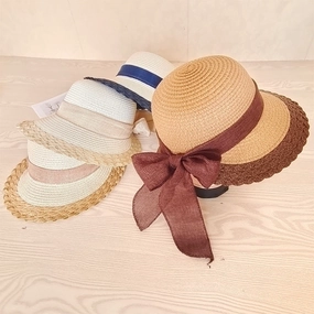 Korean Colorblock Bow Beach Vacation UV Viral Streetwear Versatile Sun Hat spring-straw-hat