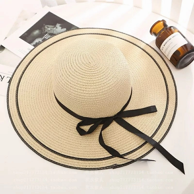 Korean Hat Women Summer Wide Brim Fashion Sweet Beach Foldable Sun Protection spring-straw-hat