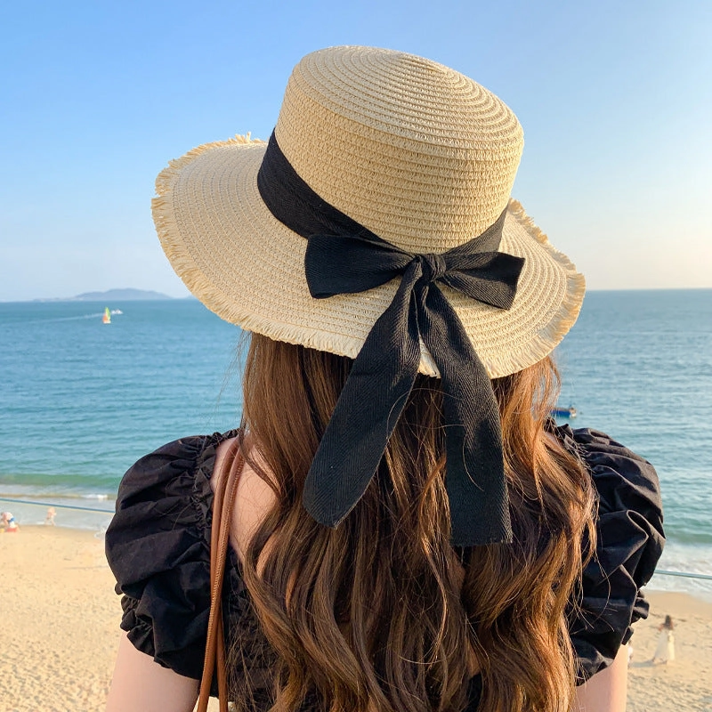 Korean Spring Autumn New Women's Ribbon Versatile Breathable Sun Wide Brim spring-straw-hat