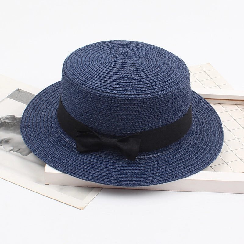 Korean Vintage Straw Hat with Bow