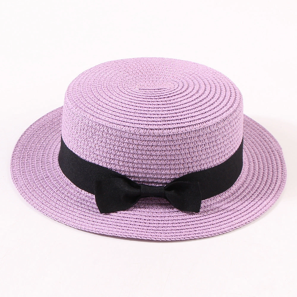 Korean Vintage Straw Hat with Bow