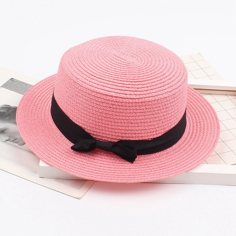 Korean Vintage Straw Hat with Bow