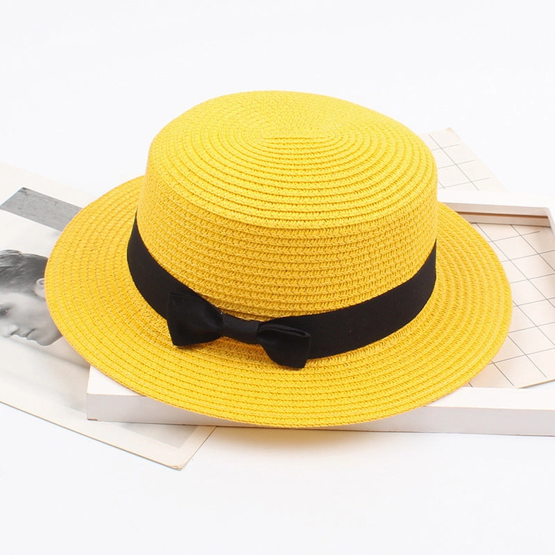 Korean Vintage Straw Hat with Bow