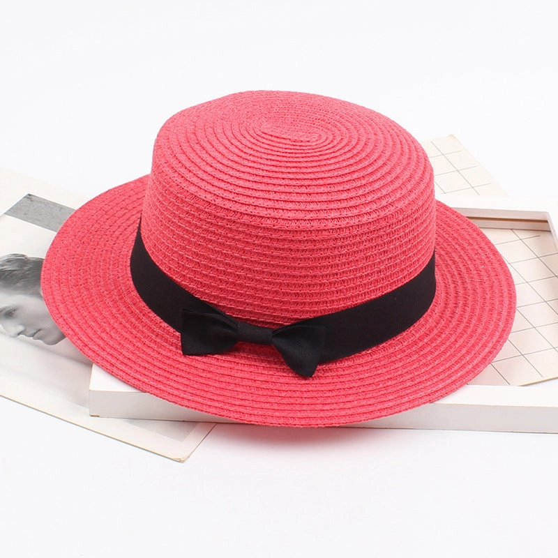 Korean Vintage Straw Hat with Bow
