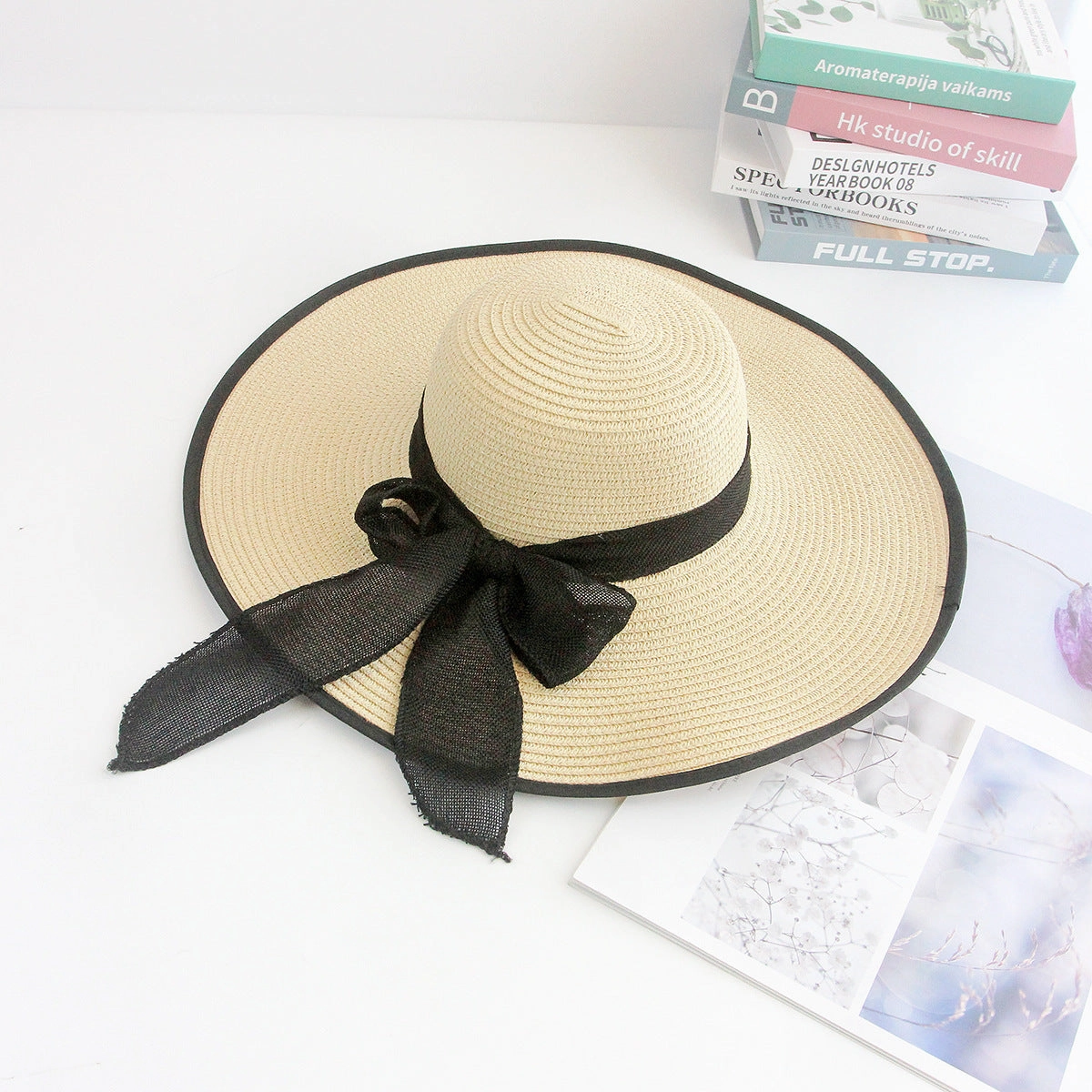 Large Brim Sun Protection Straw Hat Embroidered Sun Hat Fashion Beach Hat