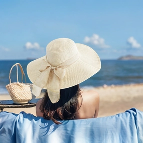Large Brim Sun Protection Straw Hat Embroidered Sun Hat Fashion Beach Hat spring-straw-hat