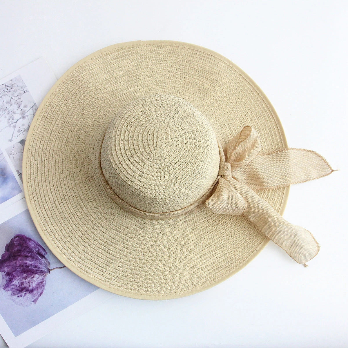 Large Brim Sun Protection Straw Hat Embroidered Sun Hat Fashion Beach Hat