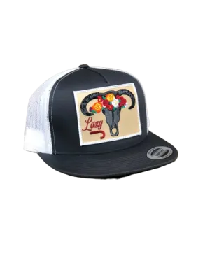 Lazy J Ranch Wear Grey Skull & Flowers Cap casual-baseball-cap