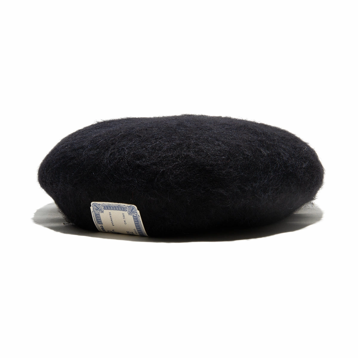 LEATHER WAPPEN FLUFFY BERET - Black