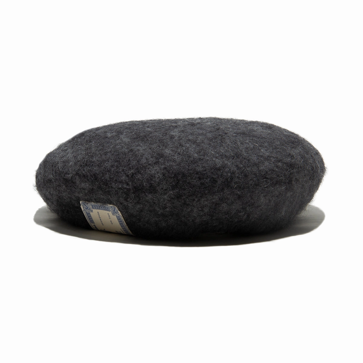 LEATHER WAPPEN FLUFFY BERET - Gray