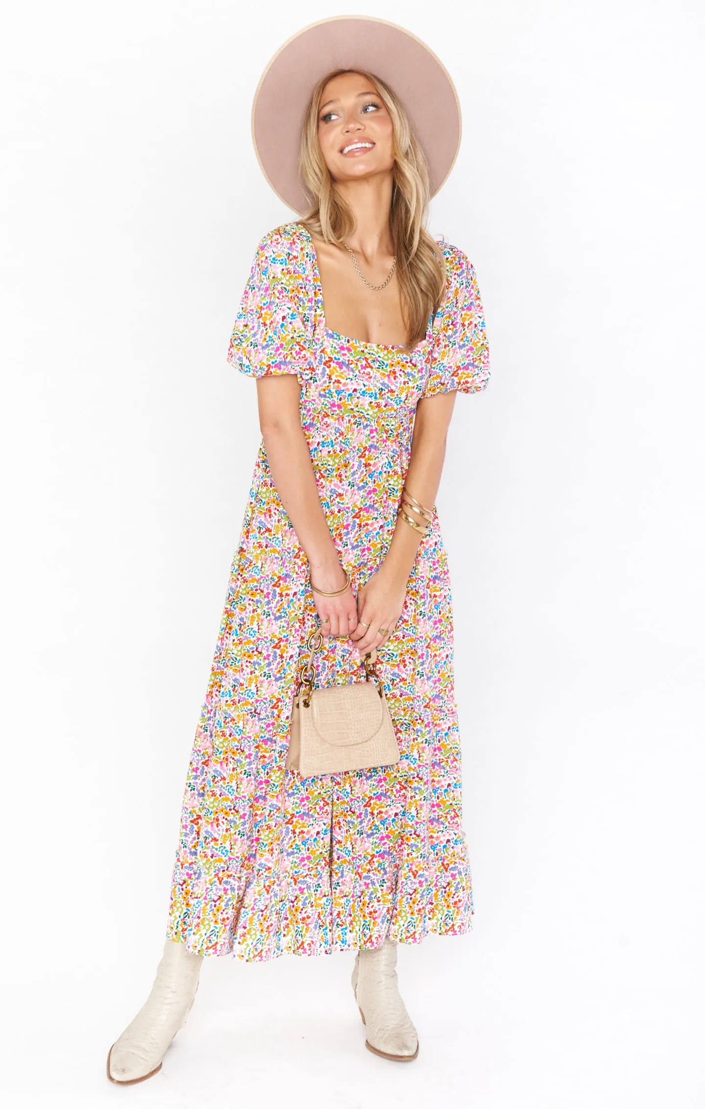 Linds Midi-Kleid ~ Regenbogenfelder