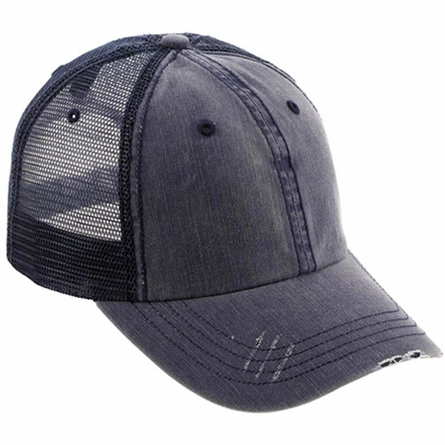 Low Profile Herringbone Cotton Twill Soft Mesh Trucker Hats
