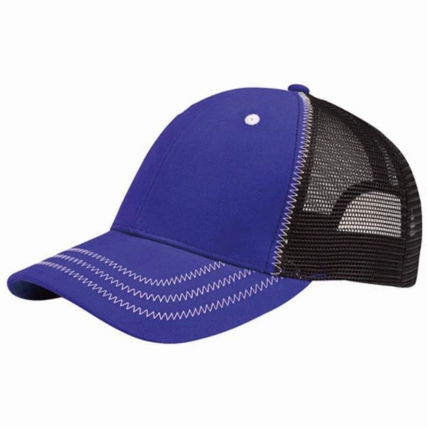 Low Profile Mesh Trucker Hats with Contrast Stitching on Bill
