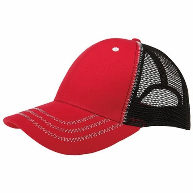 Low Profile Mesh Trucker Hats with Contrast Stitching on Bill