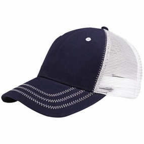 Low Profile Mesh Trucker Hats with Contrast Stitching on Bill casual-trucker-hat