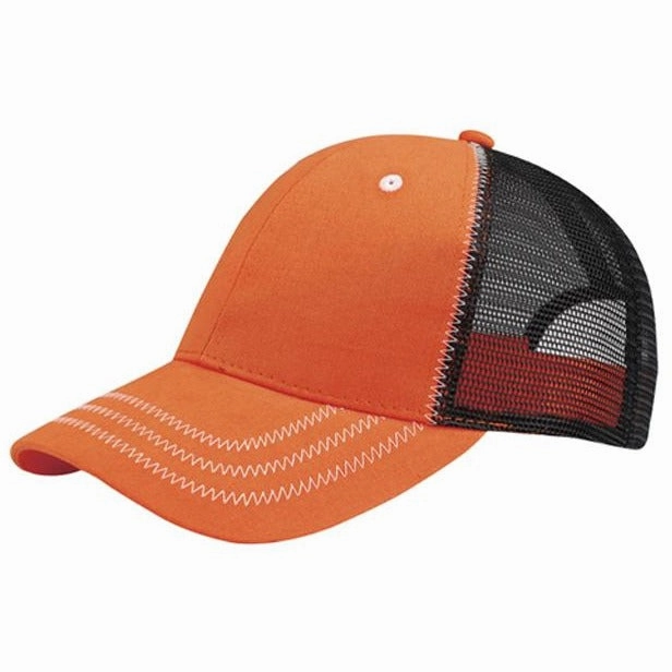 Low Profile Mesh Trucker Hats with Contrast Stitching on Bill