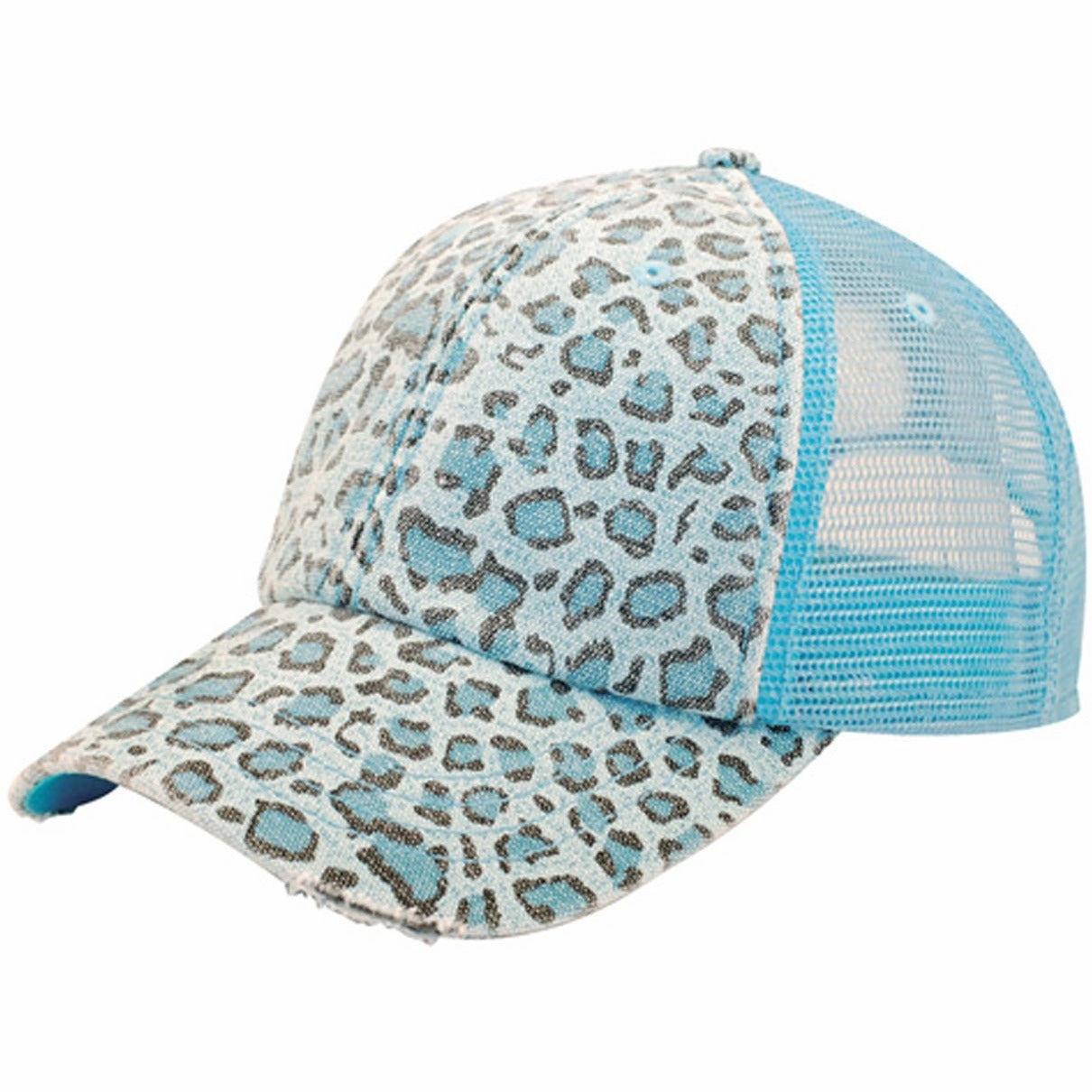 Low Profile Soft Structured Canvas Leopard Animal Print Trucker Hat