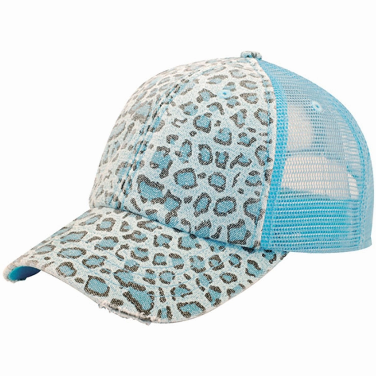 Low Profile Soft Structured Canvas Leopard Animal Print Trucker Hat