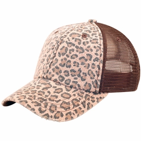 Low Profile Soft Structured Canvas Leopard Animal Print Trucker Hat casual-trucker-hat