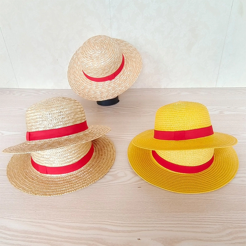 Luffy Straw Hat One Piece COSPLAY Woven Family Sun Protection UV Flat Brim Beach spring-straw-hat