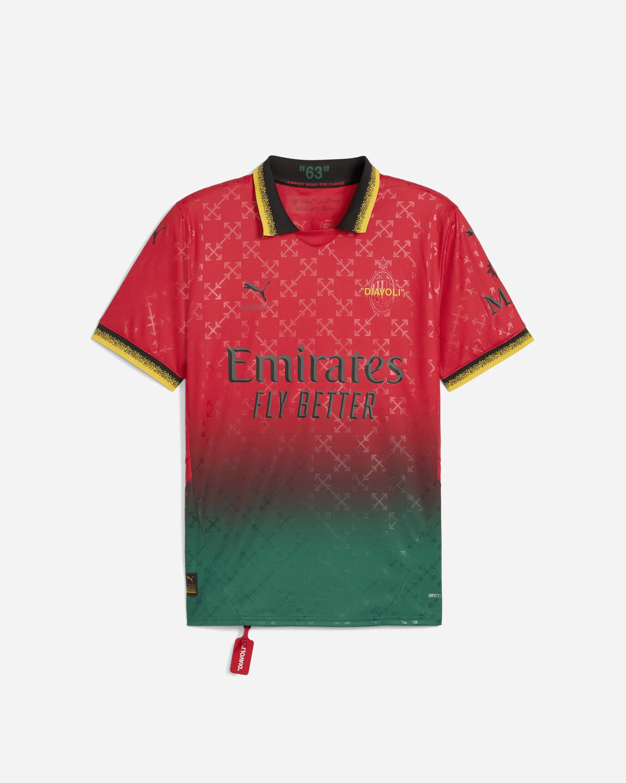 Herren AC Milan x Off-White Replik-Trikot Rot / Schwarz