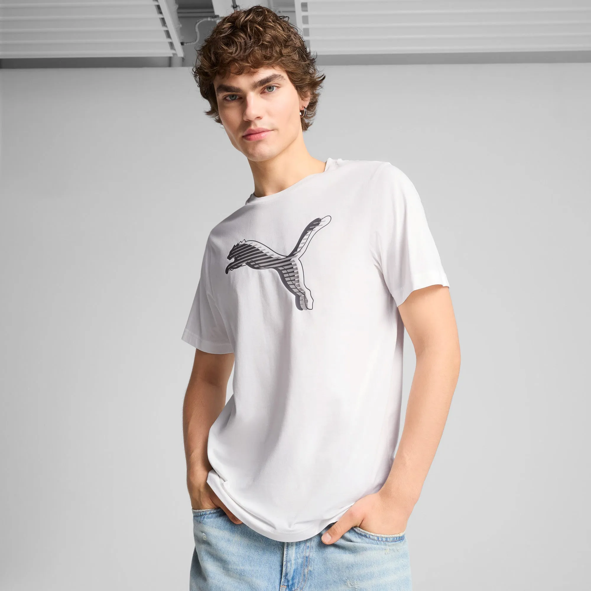 Herren T-Shirt mit Katzenlogo Grafik