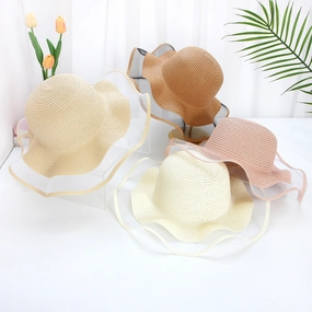 Mesh Wave Straw Hat DIY Hat Blank Big Brim Sun Protection spring-straw-hat