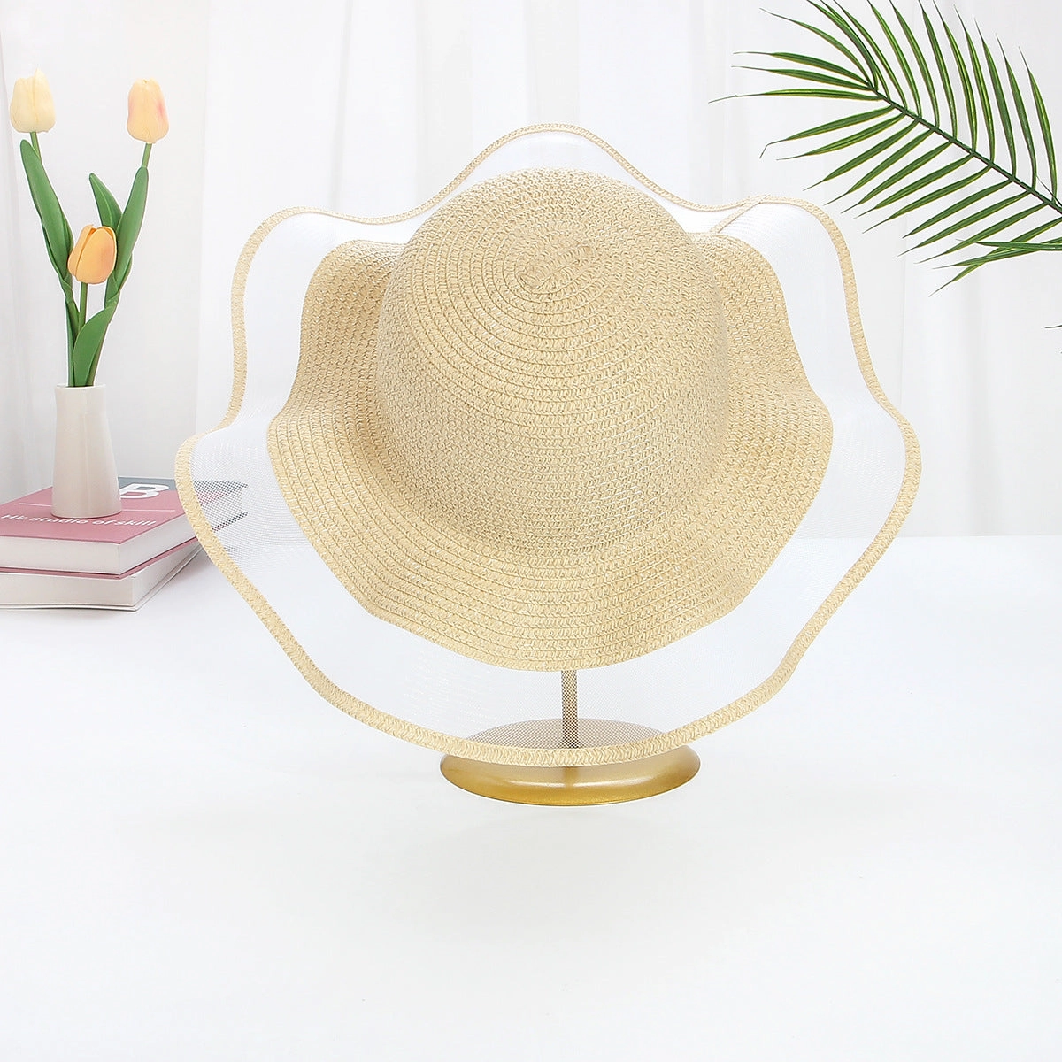 Mesh Wave Straw Hat DIY Hat Blank Big Brim Sun Protection