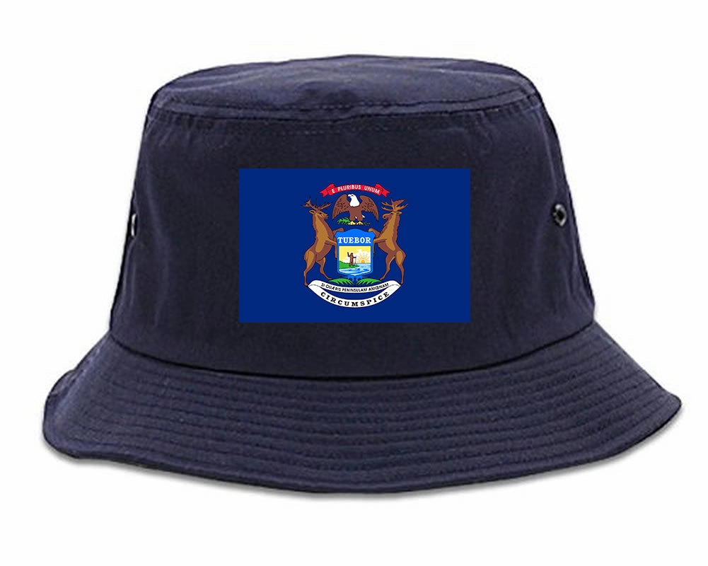 Michigan State Flag MI Chest Mens Bucket Hat
