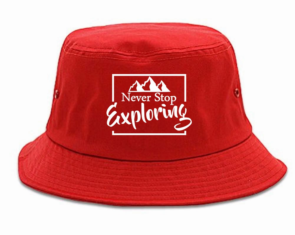 Never Stop Exploring Mens Bucket Hat