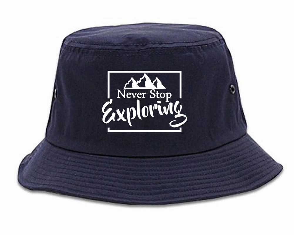 Never Stop Exploring Mens Bucket Hat
