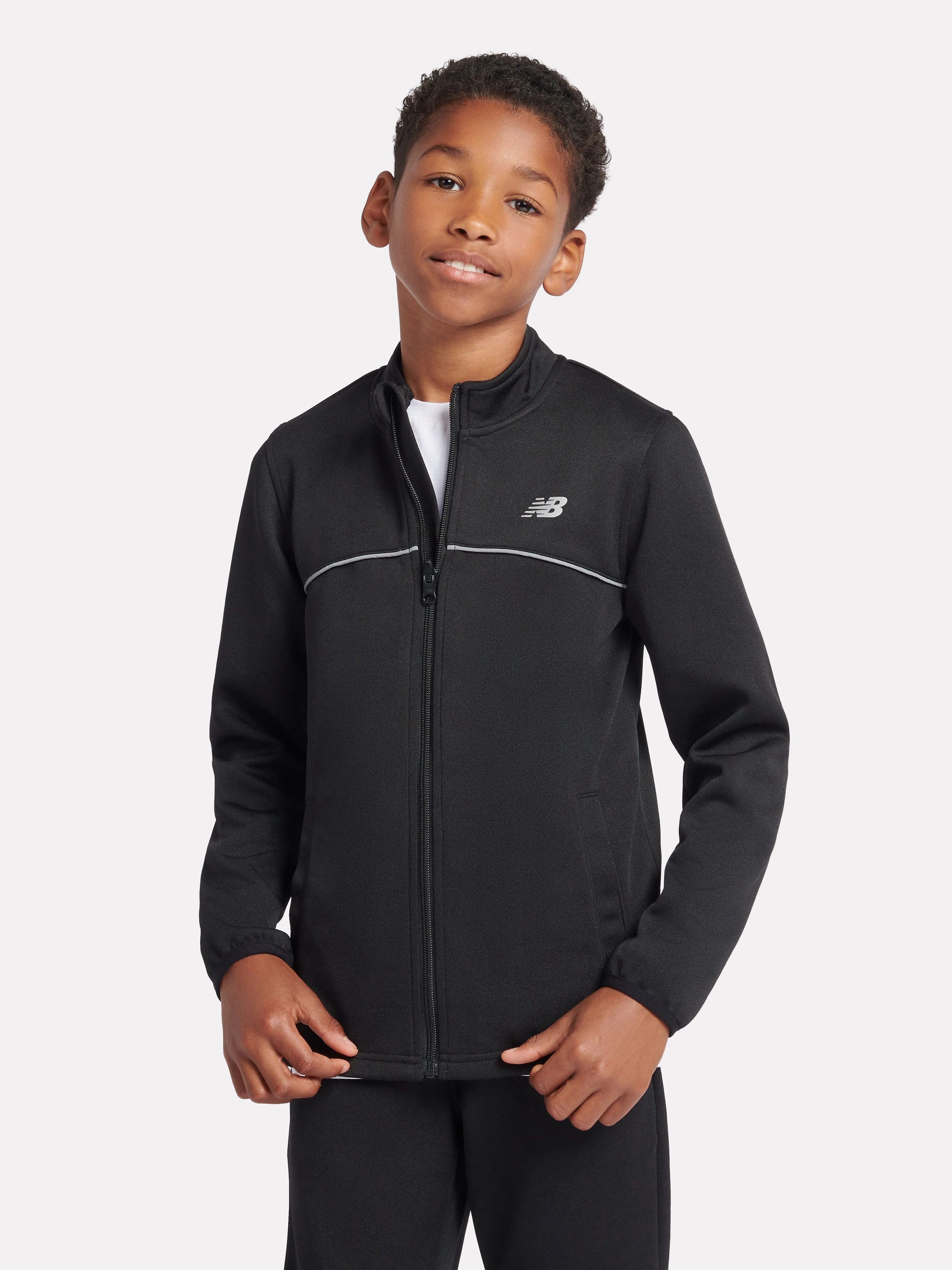 New Balance Jungen Strick-Funnel-Zip-Up-Oberteil in Schwarz