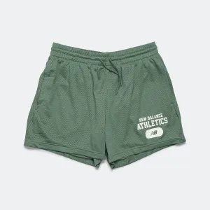 New Balance Sportbekleidung Essentials Mesh Graphic Short 5 - Dunkler Wacholder