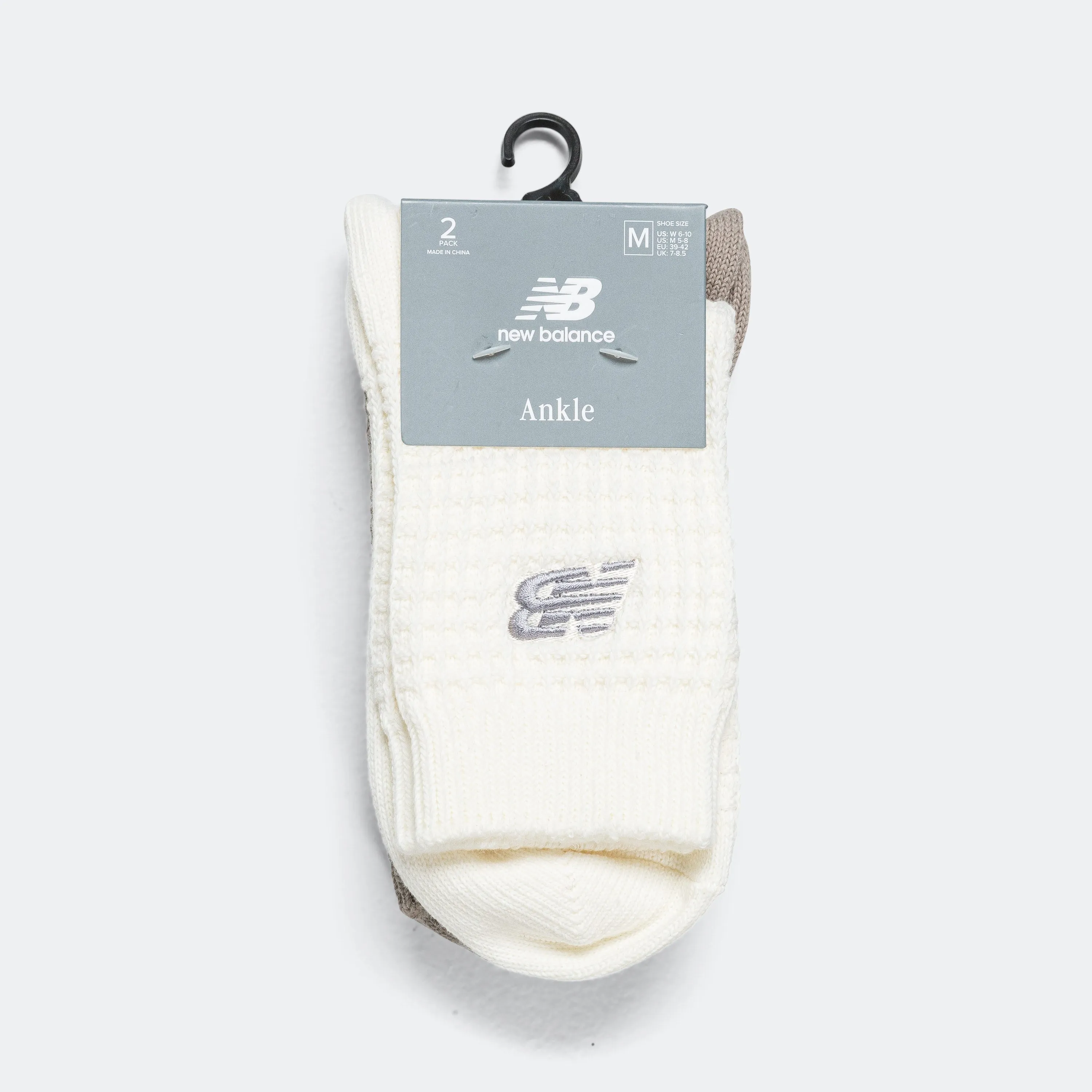 New Balance Kleidung Waffle Knöchelsocken 2er Pack - Grau/Weiß