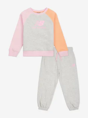New Balance Mädchen Pinselstriche Raglan Trainingsanzug in Grau