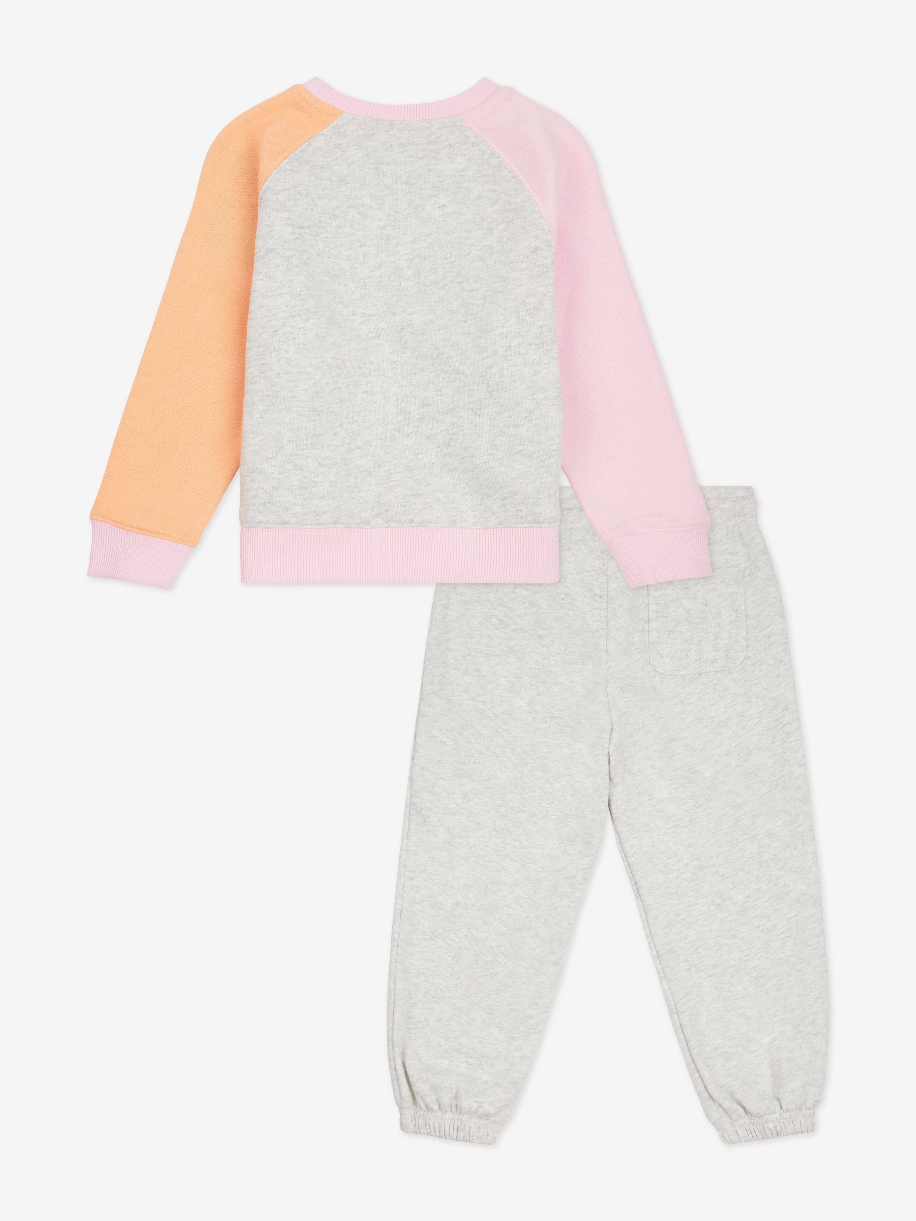 New Balance Mädchen Pinselstriche Raglan Trainingsanzug in Grau