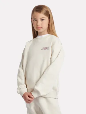 New Balance Girls Circle Blumenmuster Sweatshirt in Elfenbein