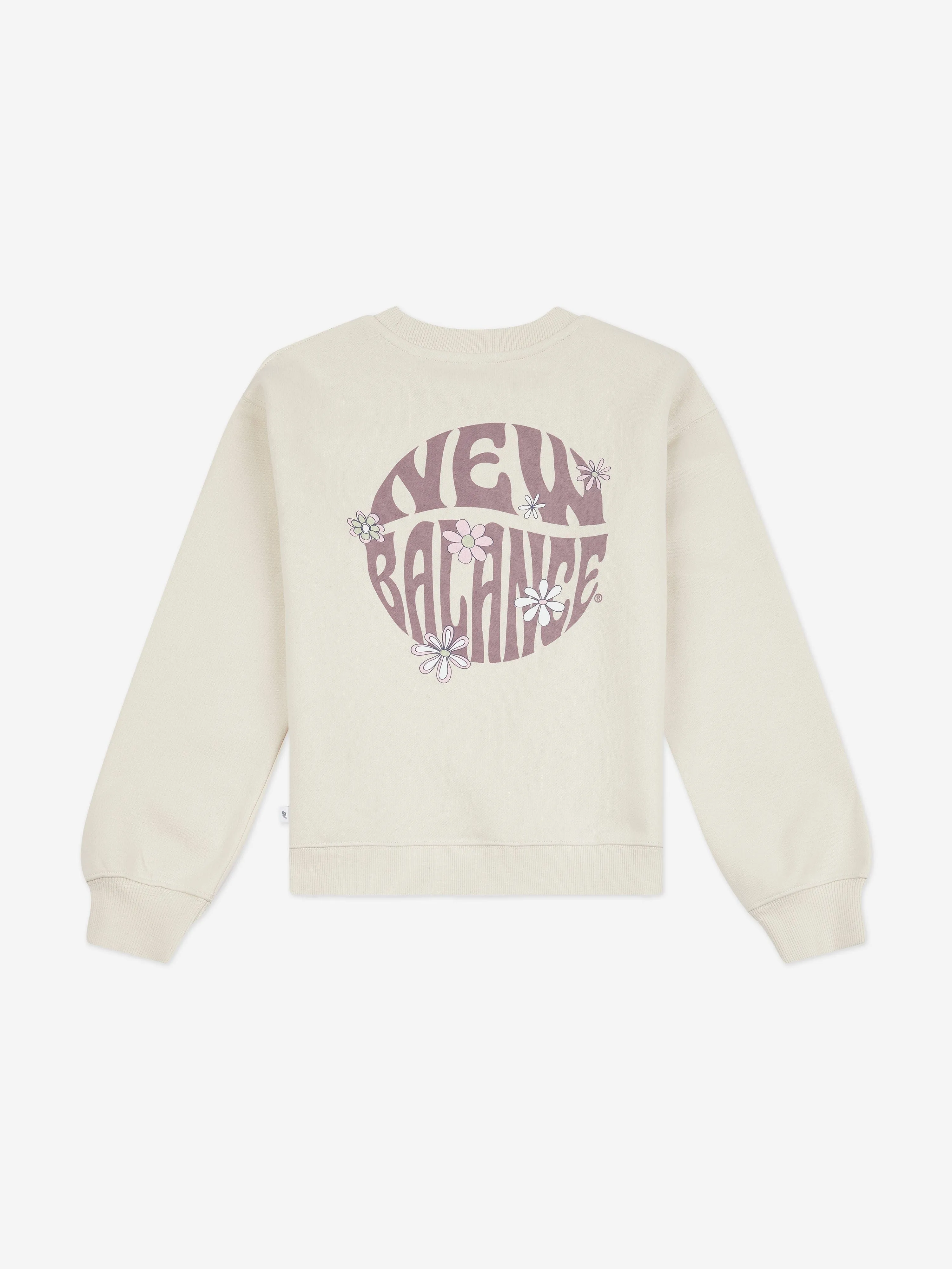 New Balance Girls Circle Blumenmuster Sweatshirt in Elfenbein