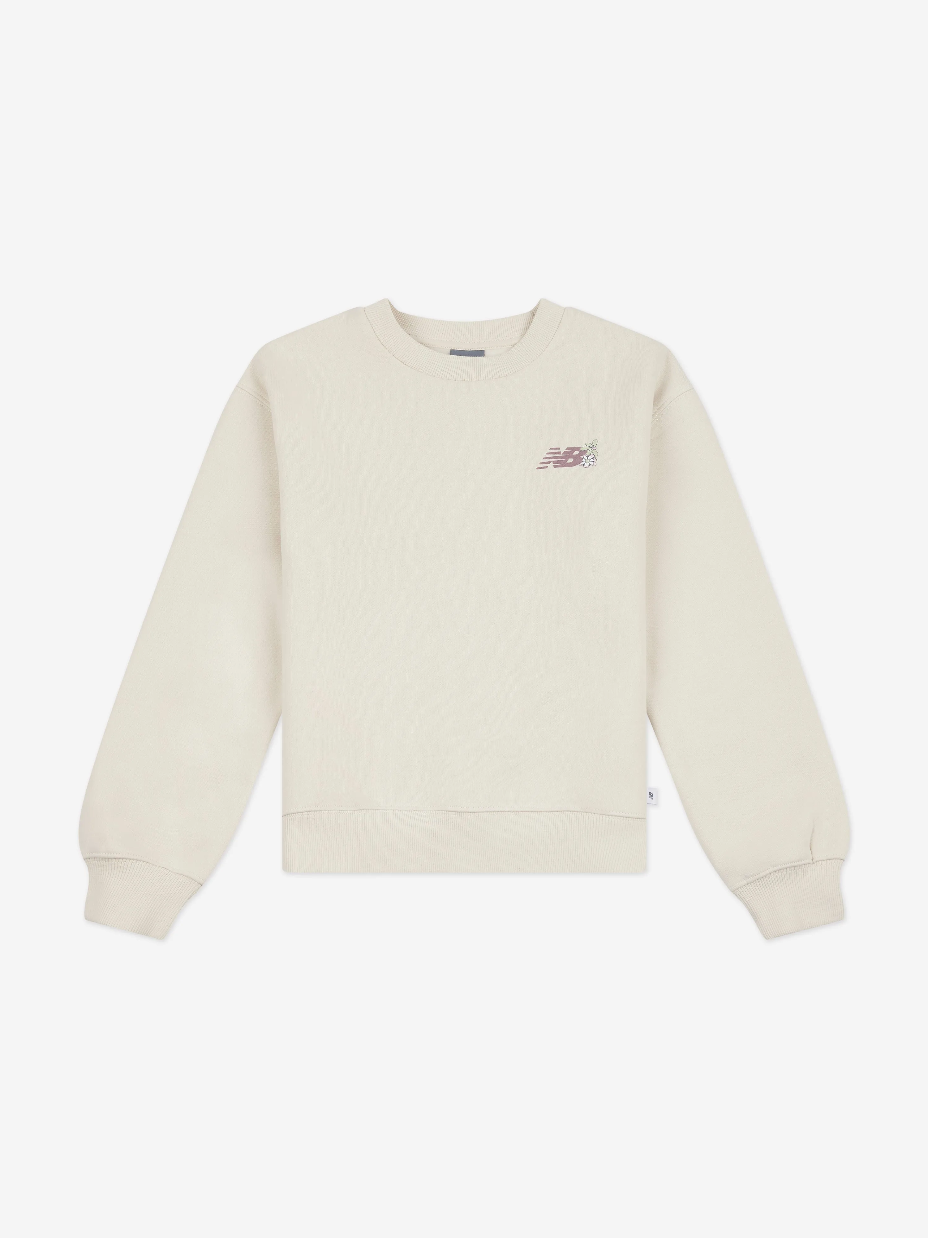 New Balance Girls Circle Blumenmuster Sweatshirt in Elfenbein