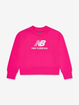 New Balance Mädchen French Terry Sweatshirt mit gestapeltem Logo in Rosa