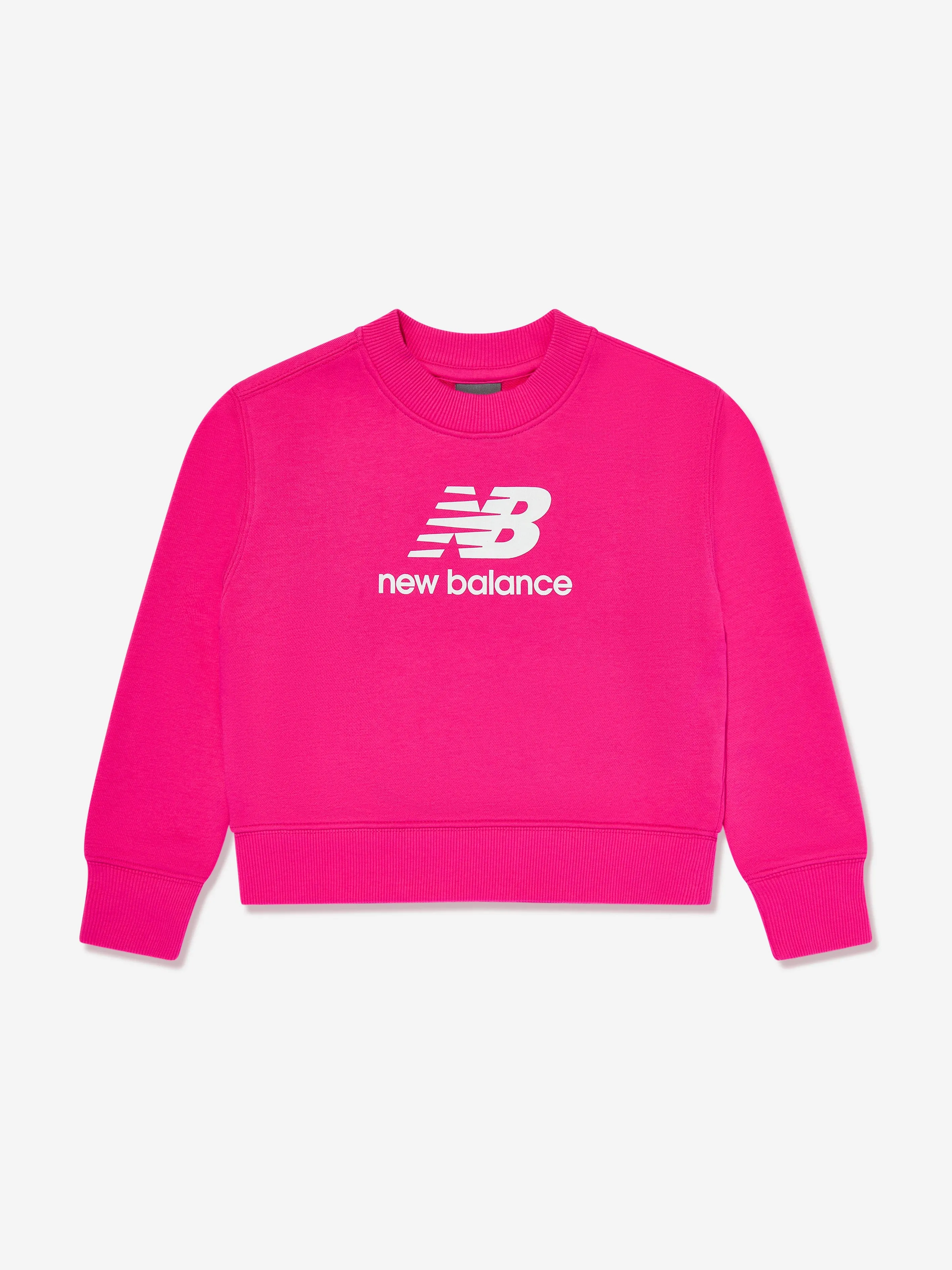 New Balance Mädchen French Terry Sweatshirt mit gestapeltem Logo in Rosa
