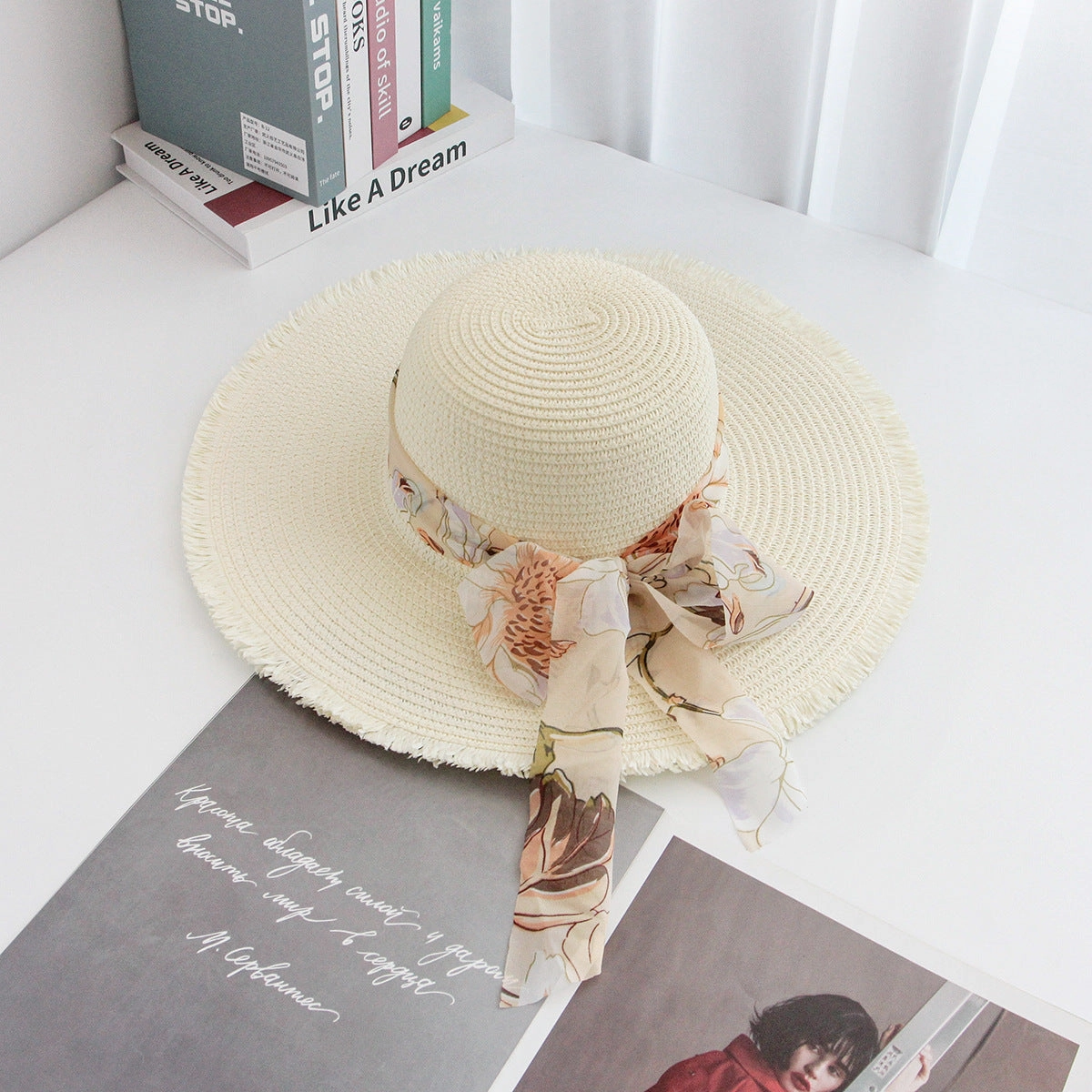 New Beach Hat Handwoven Raffia Vacation Wide Brim Sun