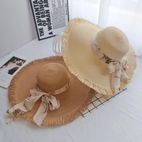 New Bohemian Vacation Fringe Hat Wide Brim Fashion Chic Sun spring-straw-hat