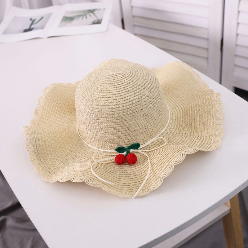 New Korean Sun Hat Beach Family Vacation Cherry Ruffle
