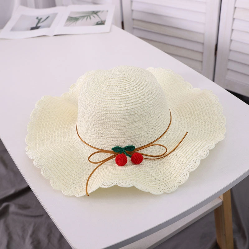 New Korean Sun Hat Beach Family Vacation Cherry Ruffle