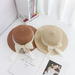 New Lace Hat Women's Summer Flat Brim Fashion Sun spring-straw-hat