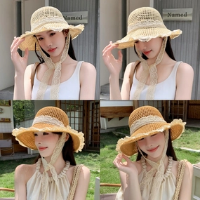 New Straw Sun Hat Wide Brim Fisherman Hat spring-straw-hat